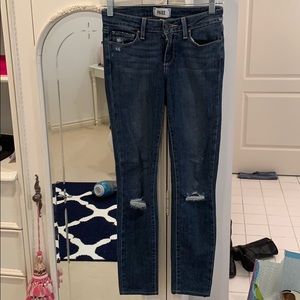 PAIGE distressed ripped skinny jeans